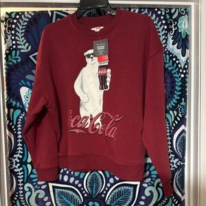NWT Coca Cola women’s Burgundy Crewneck Sweater